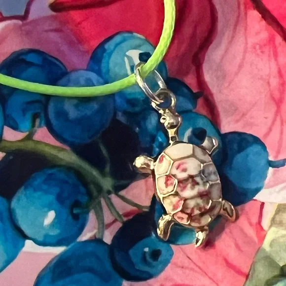 Cloisonné tiny tortoise 🐢 necklace - Picture 4 of 9